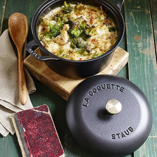 Staub La Coquette black cast iron pot with brass knob Buy now on Shopdecor