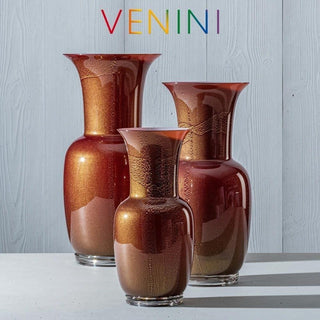 Venini Opalino 706.24 vase ox blood red with gold leaf/cipria pink inside h. 42 cm. Buy now on Shopdecor